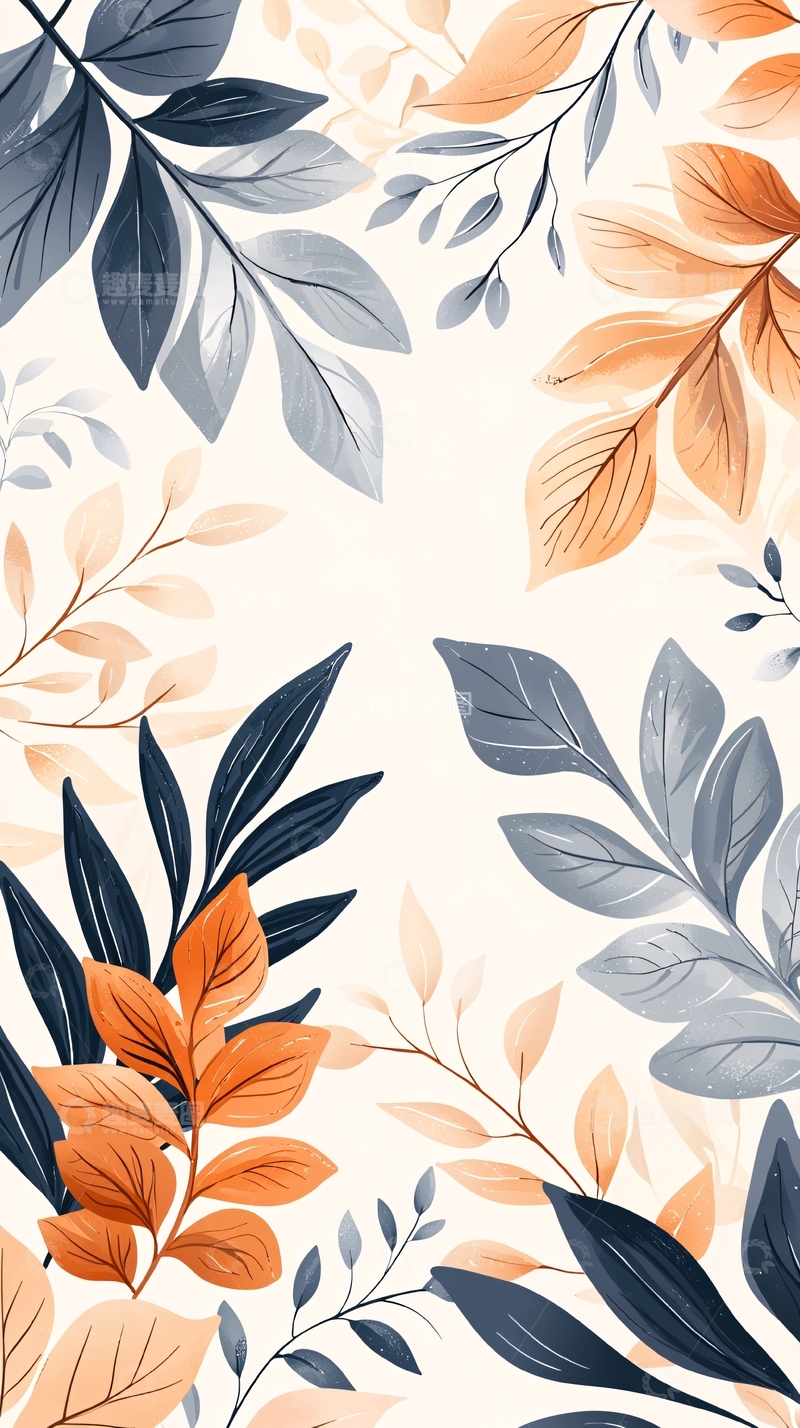 高清大图下载【趣麦麦图】秋日落叶抽象图案背景