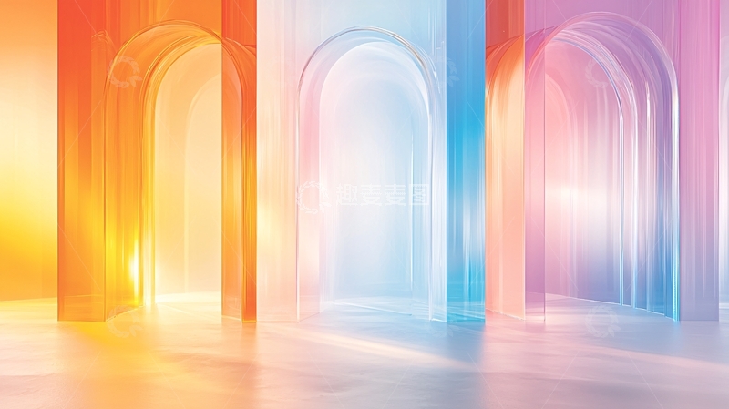 高清大图下载【趣麦麦图】彩虹色拱门光影效果背景