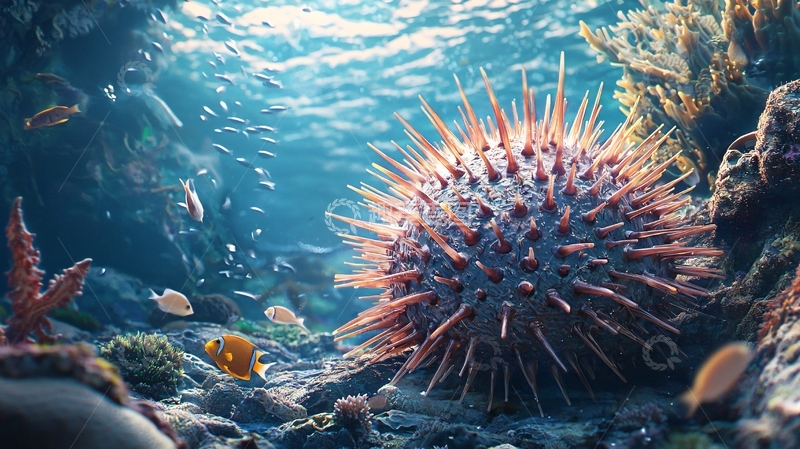 高清大图下载【趣麦麦图】海底珊瑚礁与海胆的美丽景象