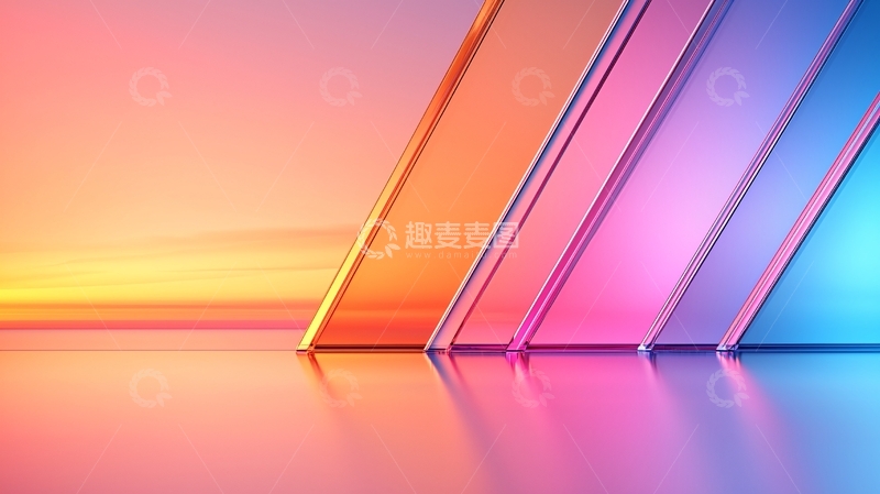 高清大图下载【趣麦麦图】彩虹色玻璃反射渐变背景