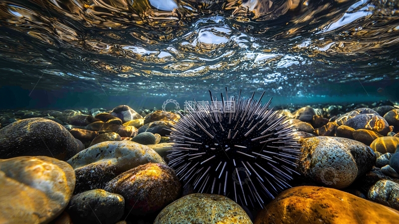 高清大图下载【趣麦麦图】海底海胆与岩石下的光影