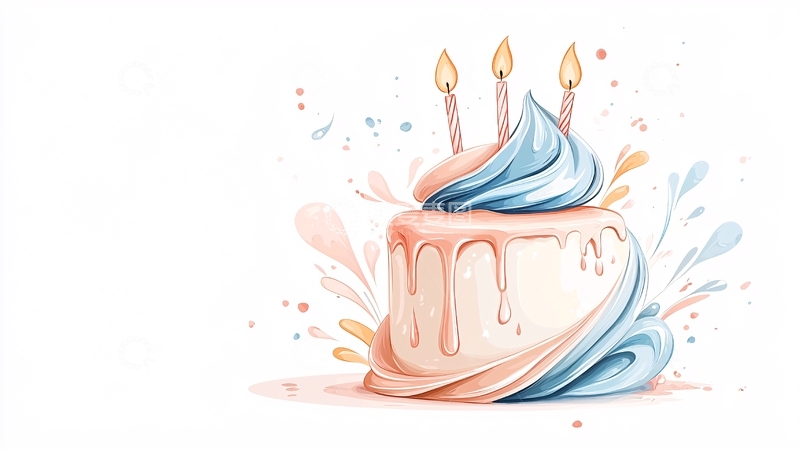 高清大图下载【趣麦麦图】生日蛋糕庆祝插画