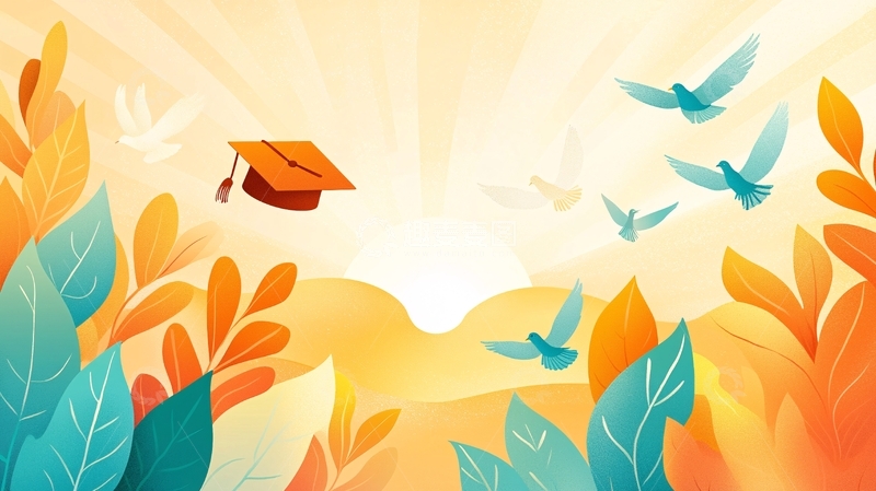 高清大图下载【趣麦麦图】毕业典礼庆祝插画素材