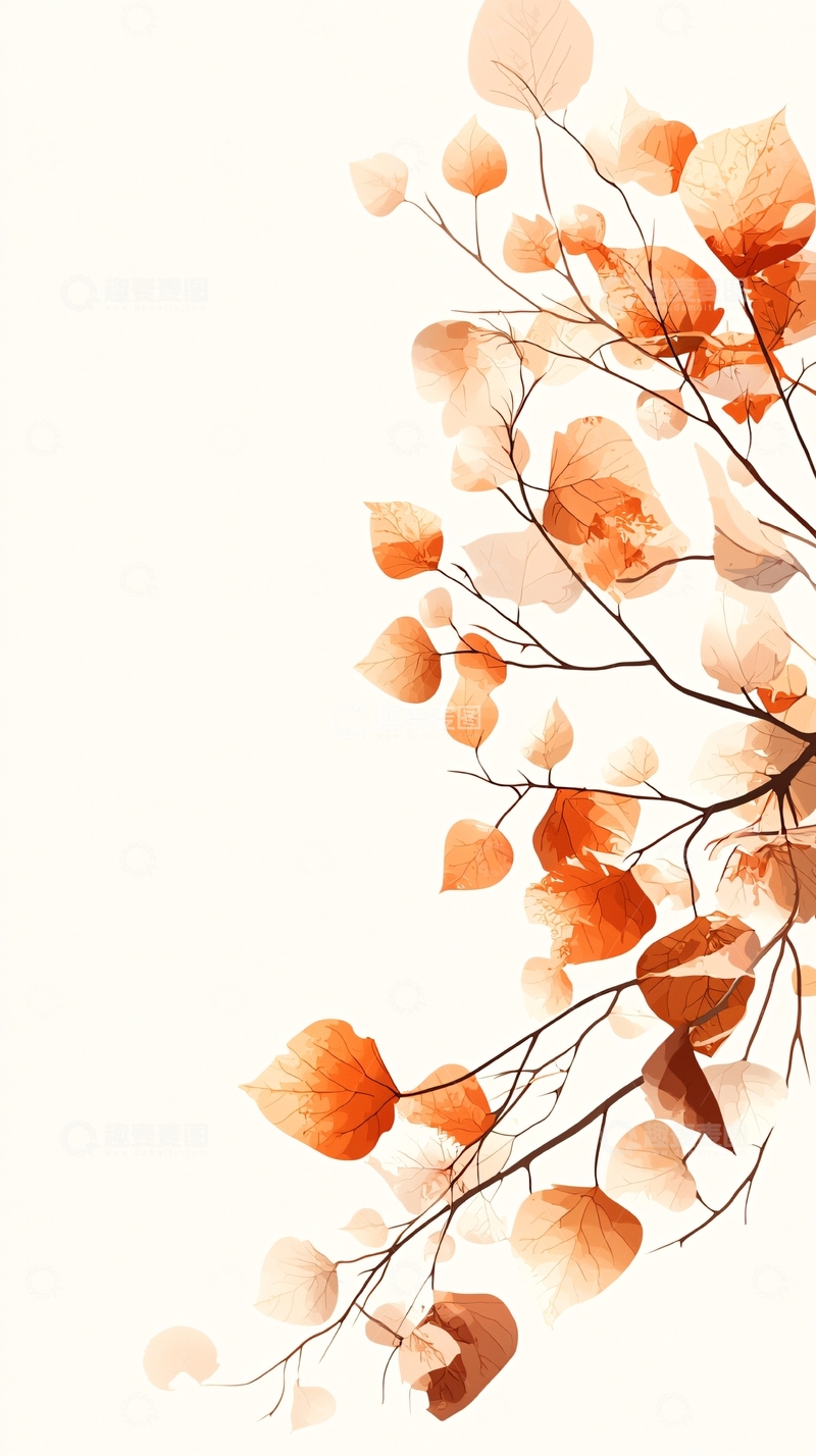 高清大图下载【趣麦麦图】秋日树枝落叶背景图
