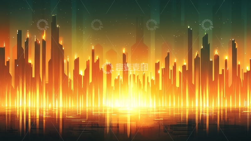 高清大图下载【趣麦麦图】未来城市夜景剪影