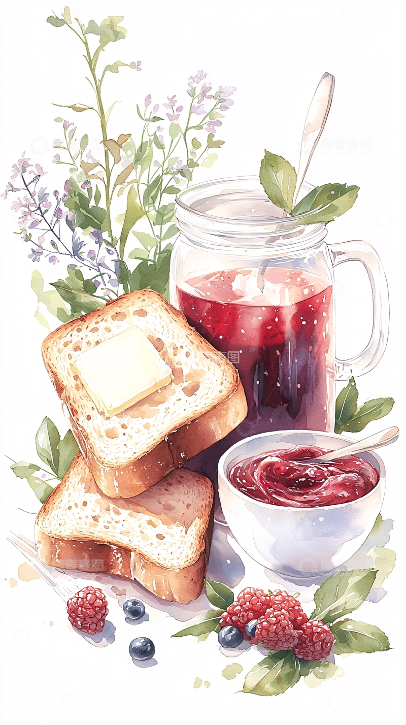 高清大图下载【趣麦麦图】早餐组合插画