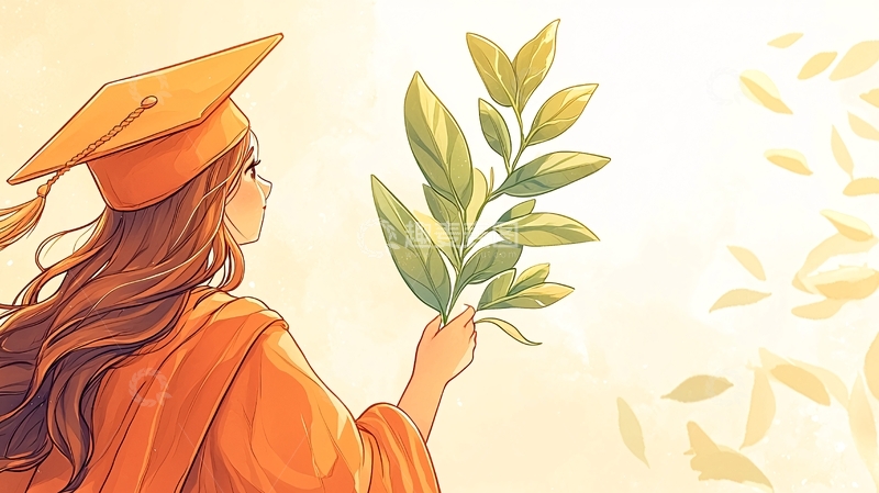 高清大图下载【趣麦麦图】毕业典礼上的毕业生与橄榄枝