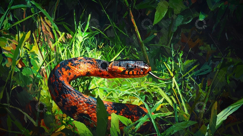 高清大图下载【趣麦麦图】热带雨林中的蛇