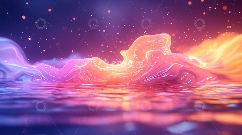 高清大图下载【趣麦麦图】梦幻色彩流动波浪背景