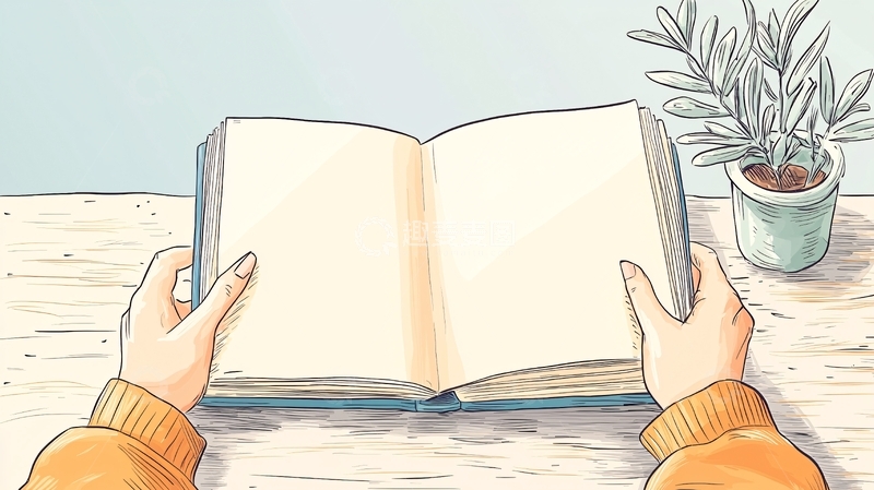 高清大图下载【趣麦麦图】手捧书本阅读插画