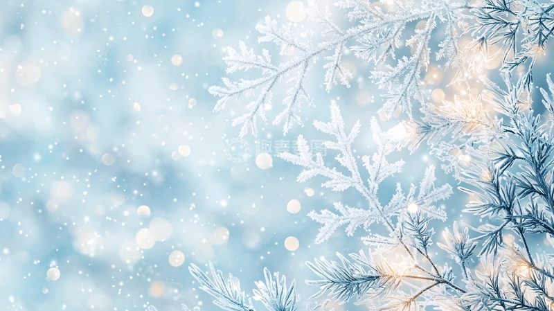 高清大图下载【趣麦麦图】冬日雪花与冰晶背景