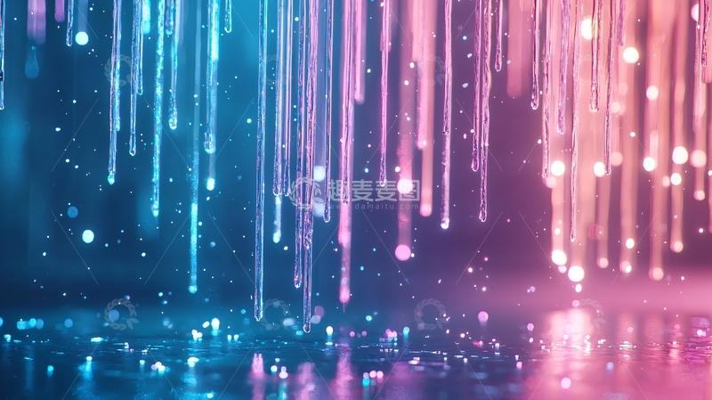 高清大图下载【趣麦麦图】霓虹雨滴光影效果背景