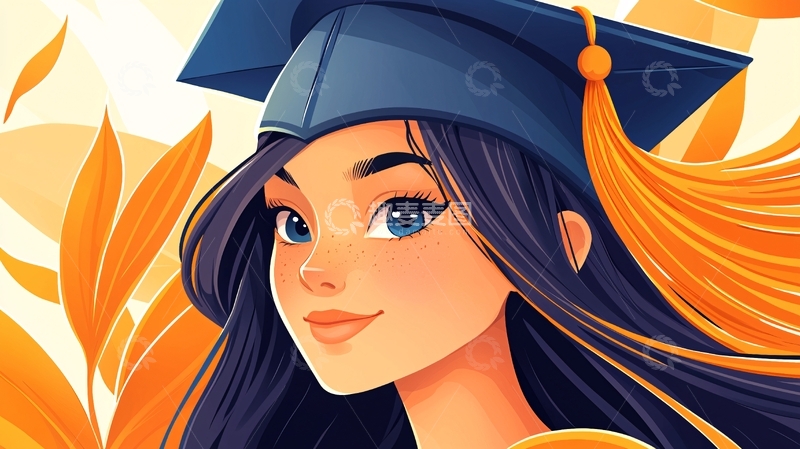 高清大图下载【趣麦麦图】毕业典礼女孩插画