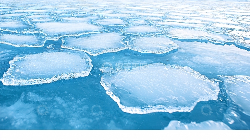 高清大图下载【趣麦麦图】冰川融化后的浮冰场景