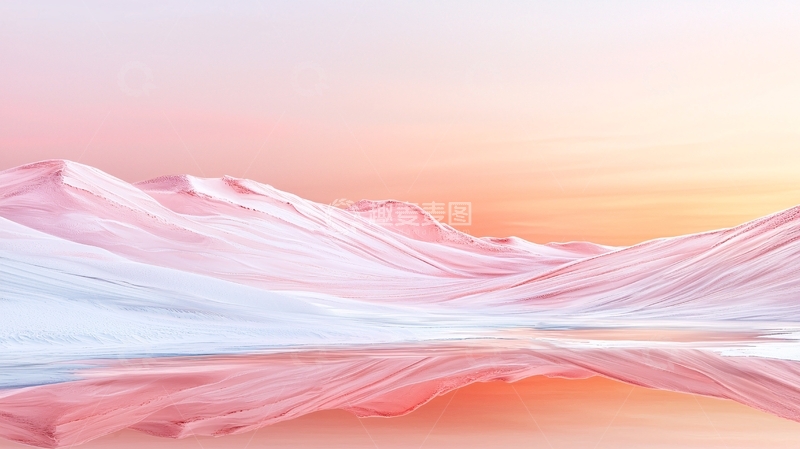 高清大图下载【趣麦麦图】梦幻粉红山脉风景