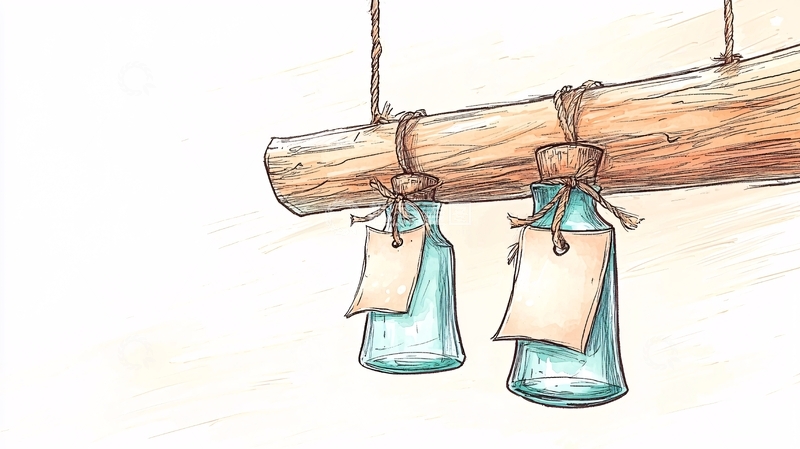 高清大图下载【趣麦麦图】悬挂玻璃瓶装饰画