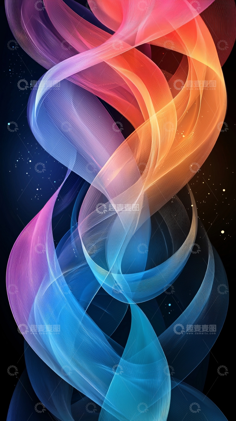 高清大图下载【趣麦麦图】抽象色彩流动线条背景