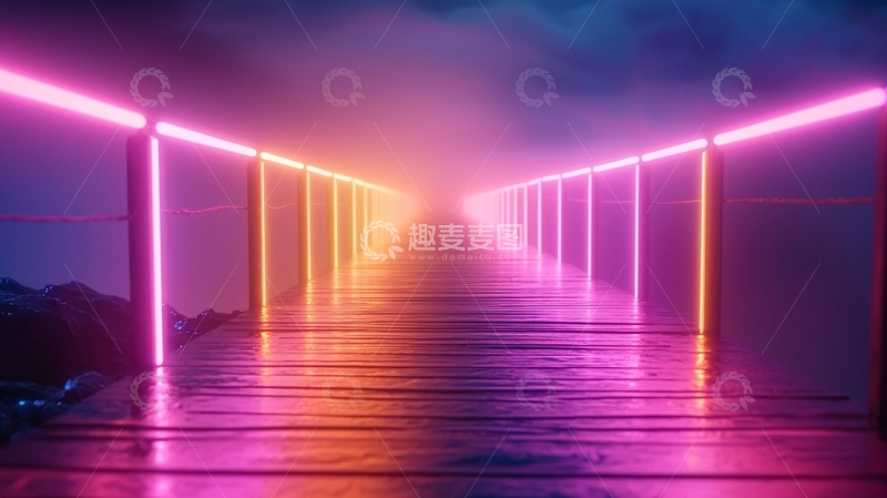 高清大图下载【趣麦麦图】霓虹灯廊道高清图片