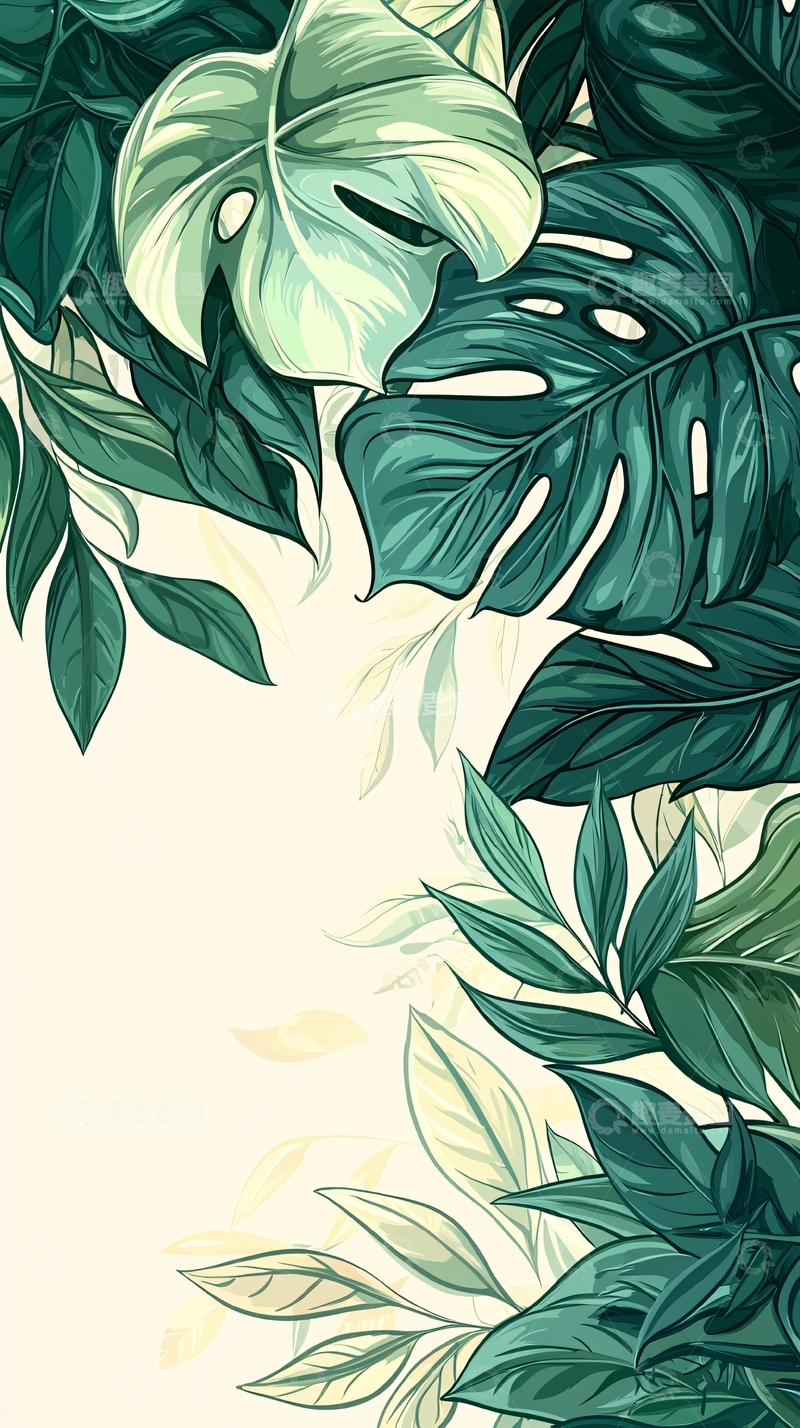 高清大图下载【趣麦麦图】热带植物叶子背景图