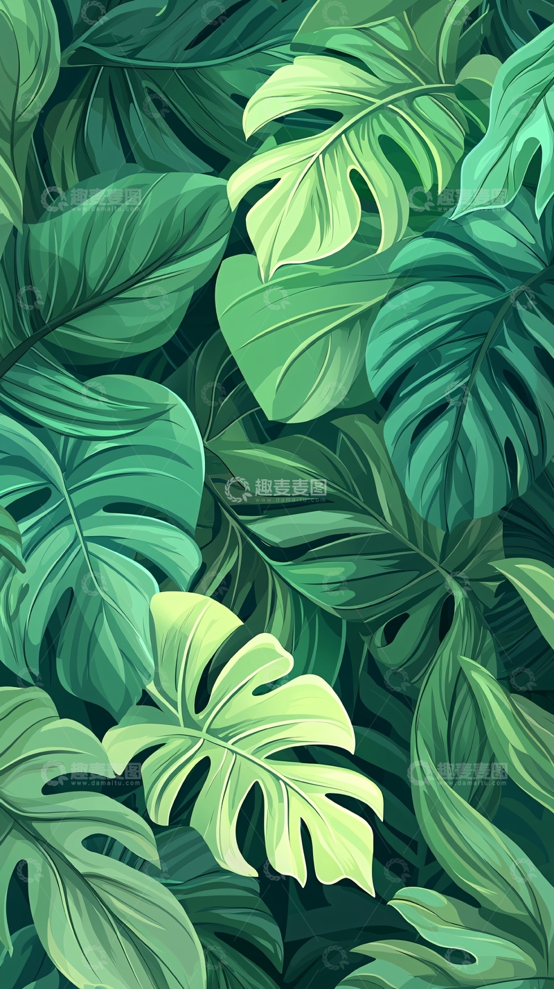 高清大图下载【趣麦麦图】热带植物叶子背景图