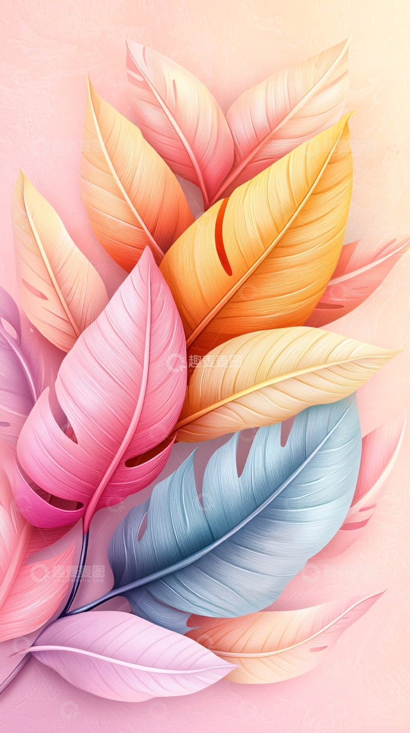 高清大图下载【趣麦麦图】彩色羽毛背景图