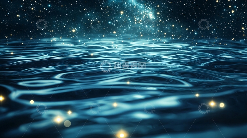 高清大图下载【趣麦麦图】夜空下的波光粼粼水面