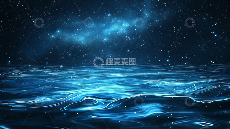 高清大图下载【趣麦麦图】夜空下的梦幻海洋