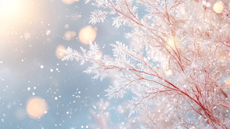 高清大图下载【趣麦麦图】冬日雪景树枝背景
