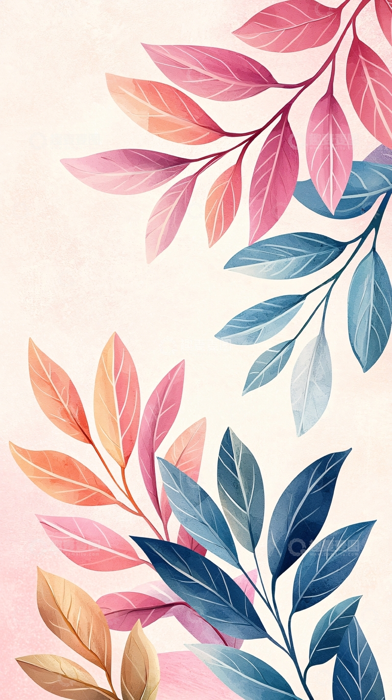 高清大图下载【趣麦麦图】秋日色彩斑斓树叶背景图