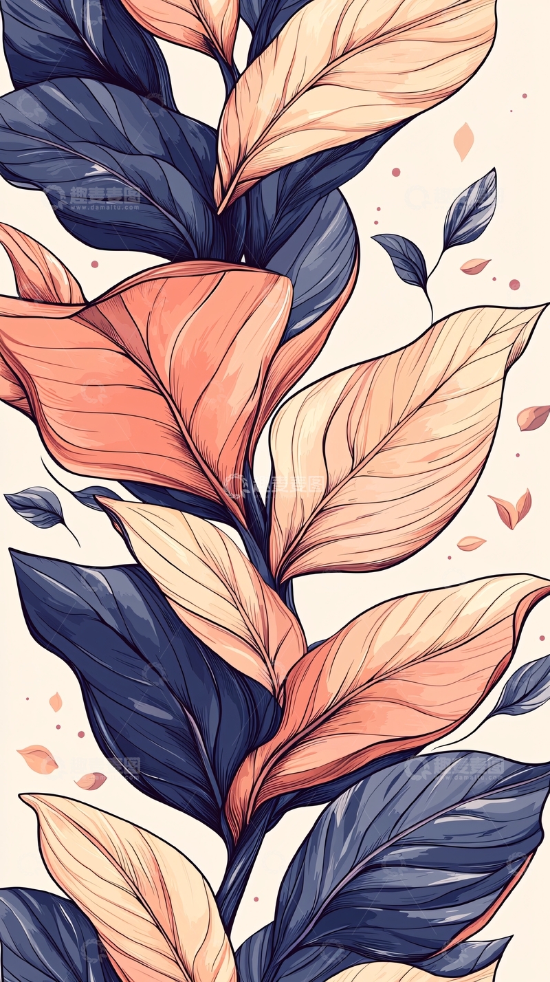 高清大图下载【趣麦麦图】秋日色彩斑斓的叶子图案