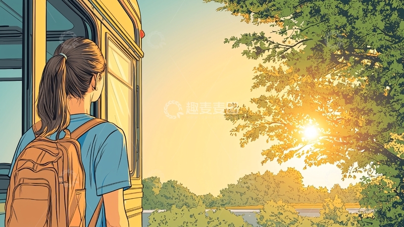 高清大图下载【趣麦麦图】夕阳下的火车窗外风景