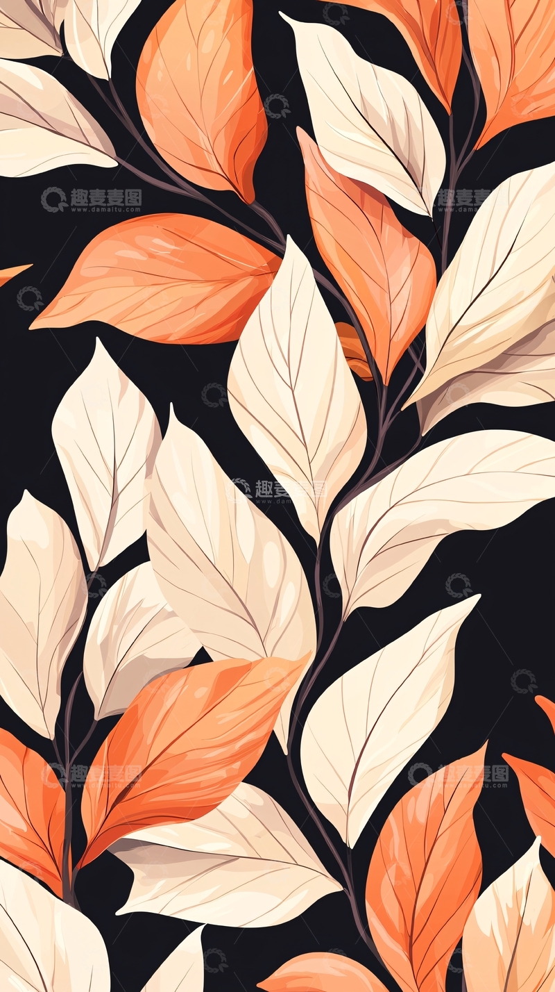 高清大图下载【趣麦麦图】秋叶抽象艺术背景图