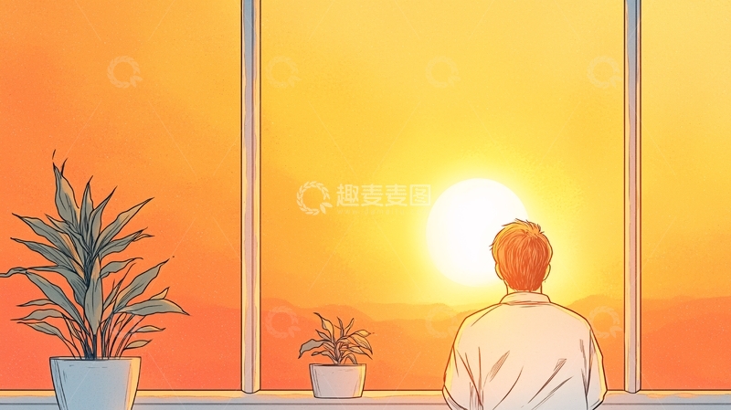 高清大图下载【趣麦麦图】夕阳下的思考者