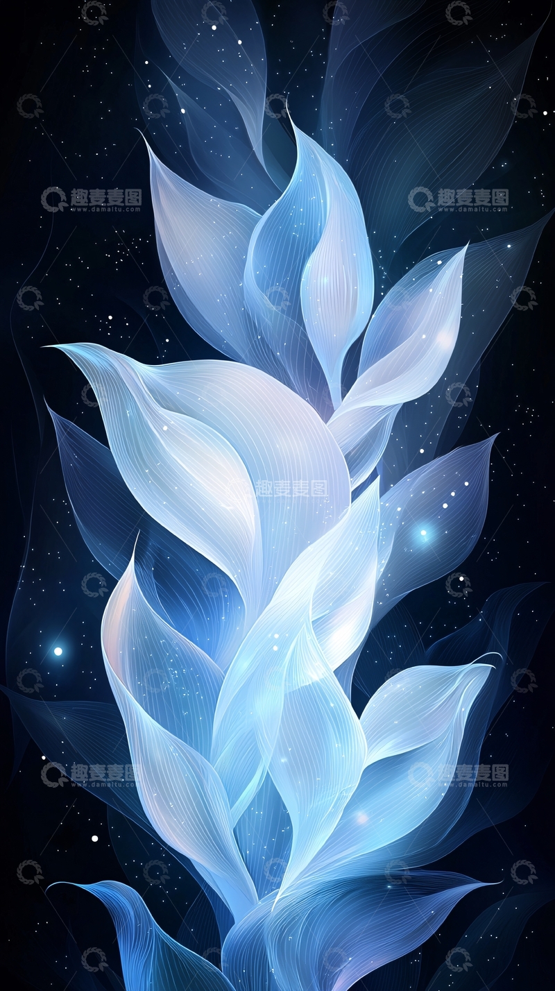 高清大图下载【趣麦麦图】梦幻蓝色花朵背景图