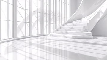 现代简约楼梯与玻璃窗背景