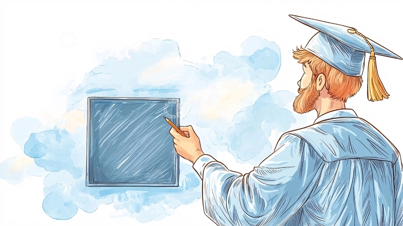 高清大图下载【趣麦麦图】毕业典礼上的学生与空白画板