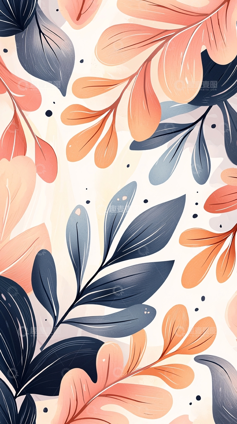 高清大图下载【趣麦麦图】抽象花卉图案背景素材