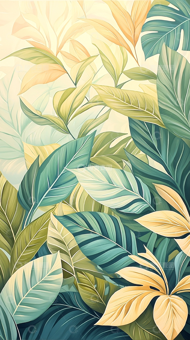 高清大图下载【趣麦麦图】热带植物叶子背景图