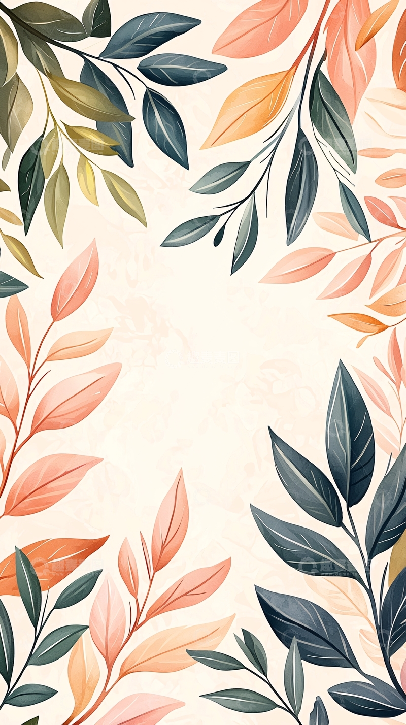 高清大图下载【趣麦麦图】秋叶渐变色背景素材