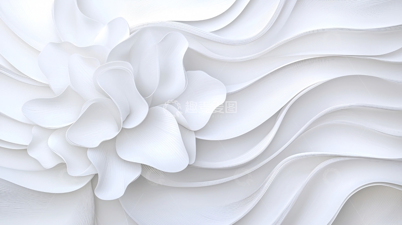 高清大图下载【趣麦麦图】白色波浪抽象艺术背景