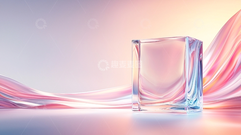 高清大图下载【趣麦麦图】梦幻水晶方块与流动光带