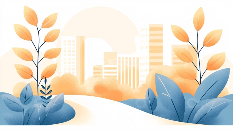 高清大图下载【趣麦麦图】城市与自然融合的插画背景
