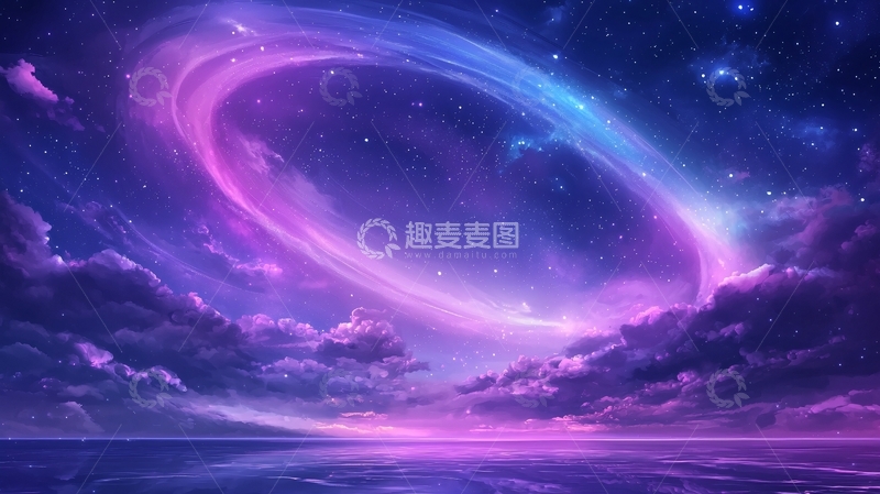 高清大图下载【趣麦麦图】梦幻星空下的海洋