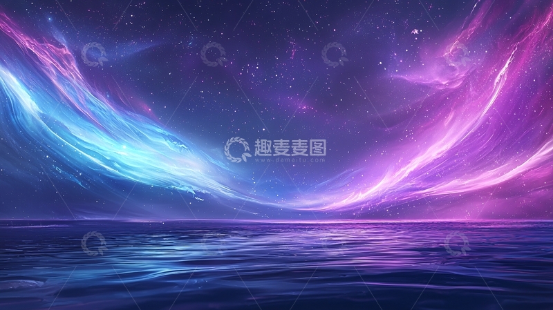 高清大图下载【趣麦麦图】梦幻星空下的海洋风景