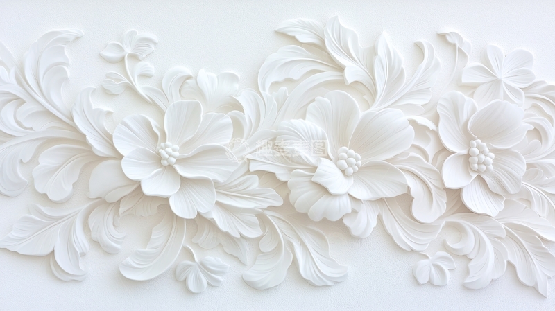 高清大图下载【趣麦麦图】白色立体花卉装饰图案
