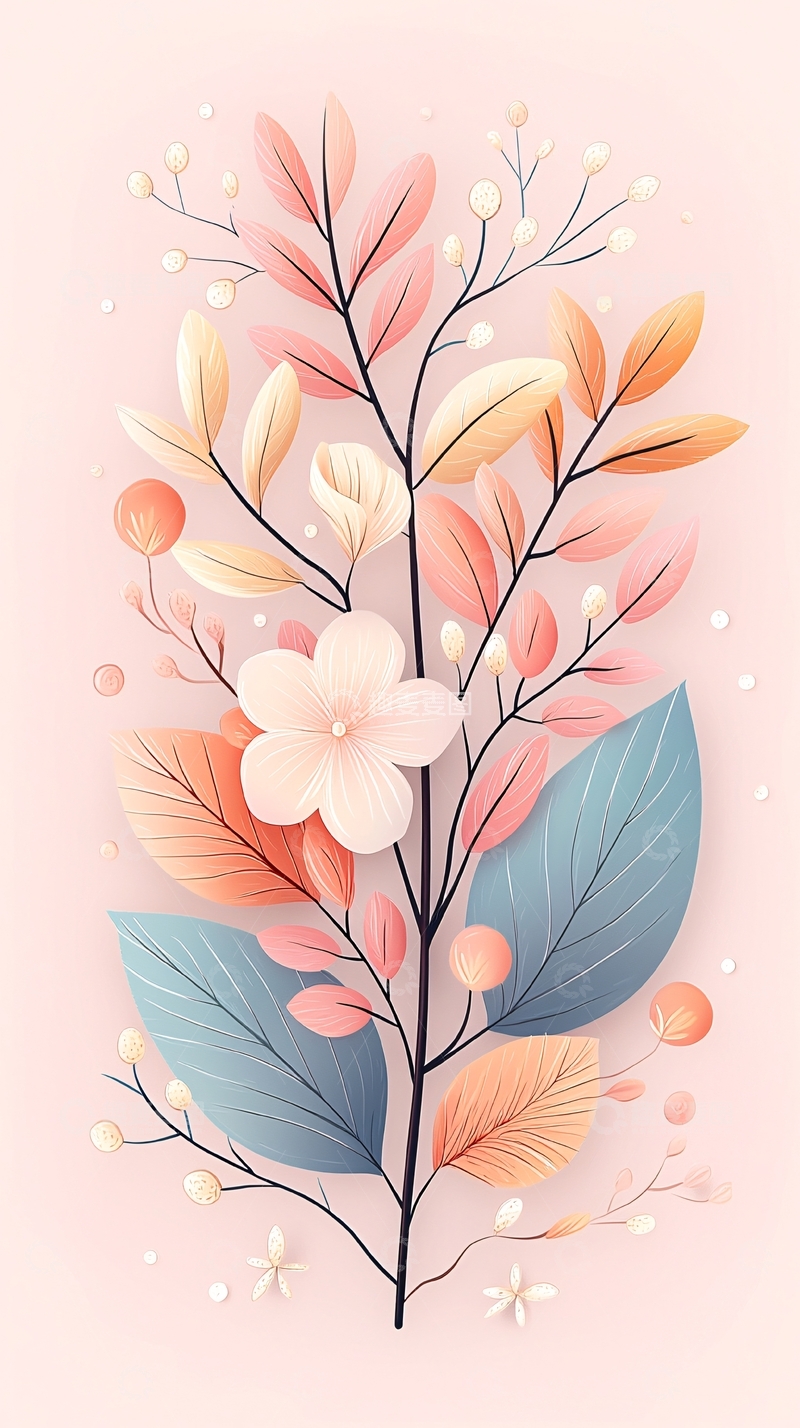 高清大图下载【趣麦麦图】秋日花卉插画素材