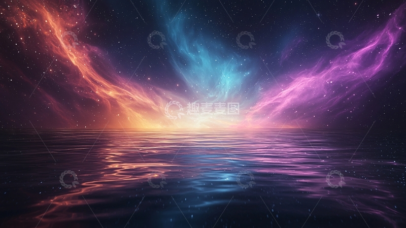 高清大图下载【趣麦麦图】梦幻星空下的海洋
