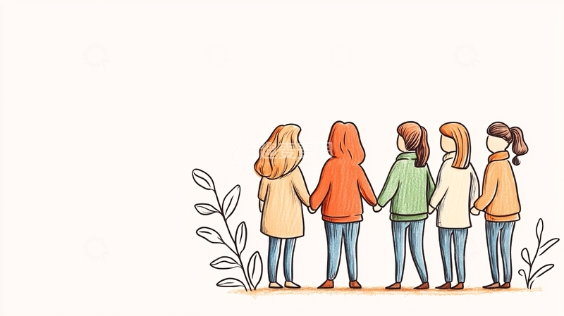 高清大图下载【趣麦麦图】手牵手的女孩们
