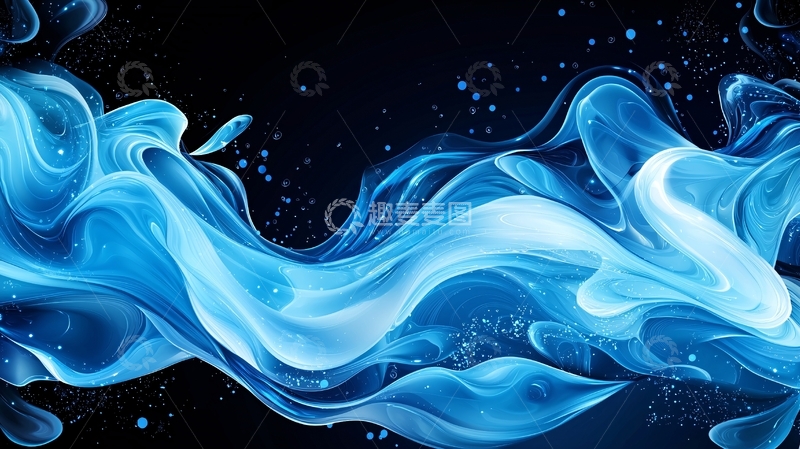 高清大图下载【趣麦麦图】蓝色流动抽象艺术背景
