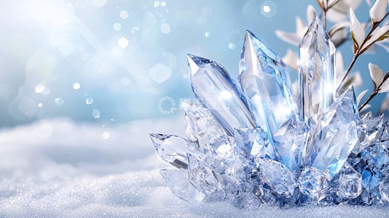 高清大图下载【趣麦麦图】冰晶闪耀水晶石背景
